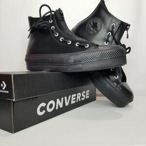 Converse Women's CTAS Lift Leather Platform Hi Tops Size 7.5 Black A12476C NWT